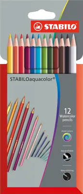 Produktbild von Aquarell-Buntstift - STABILO aquacolor -12er Pack - mit 12 verschiedenen Farben