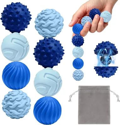 Productafbeelding van Magnetisch speelgoed - Set van 8 - Siliconen ballen - Tegen stress - Blauw