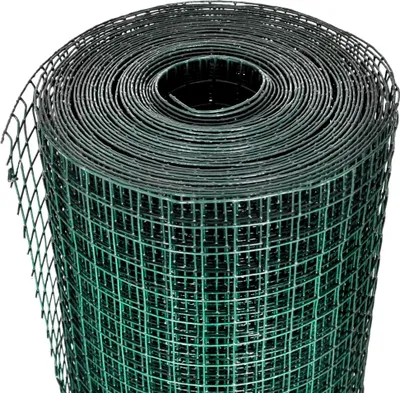 A roll of green wire mesh fencing.