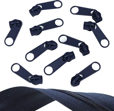 10 Reißverschluss Zipper für Endlosreißverschluss, 5mm, dunkelblau