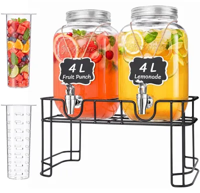 2er-Set Glas-Dispenser 4 l mit Zapfhahn, 39x16 cm