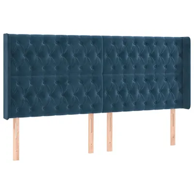 Produktbild von Kopfteil mit Ohren Dunkelblau 203x16x118/128 cm Samt