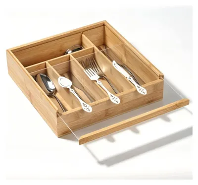 Produktbild von Besteckkasten aus Holz mit Deckel und 5 Fächern