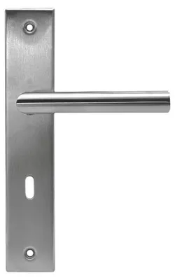 Produktbild von HPFloor Edelstahl Matt Drückergarnitur Mirella, Rosettengarnitur Buntbartausführung, Rundes L Form Griff, Eckiges Langschild, BB Verriegelung