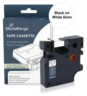 Produktbild von MediaRange Schriftbandka. Dymo D1/43613/S0720780 6mmx7m sw