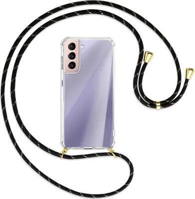 Produktbild von Handykette Backcover-Schutzhülle mit Band (Metall goldfarben) für Samsung Galaxy S21 5G - schwarz/gold