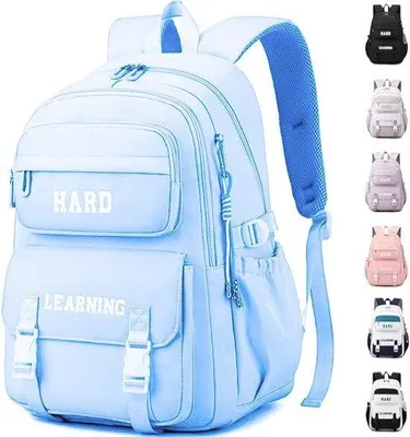 Produktbild von Famanu Schulrucksack für Teenager, blau, geräumige Schultasche für Mädchen