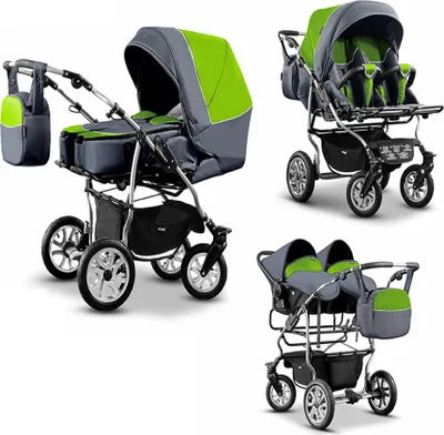 Produktbild von Zwillingskinderwagen 4 in 1 City Twin inkl. Autositze - 15 Teile - in 19 Farben