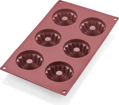 Zdjęcie produktu dla Gugelhupf Bakeflex, 6 foremek, Ø 6,5 cm, czerwone, silikonowe