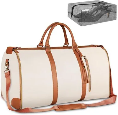 Produktbild von Reisekoffer 2-in-1 - große, wasserdichte Reisetasche mit Schuhfach - beige