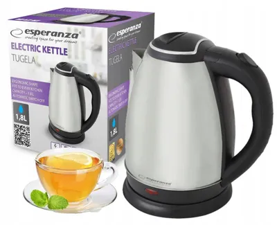Image de Esperanza Bouilloire Électrique 1.8 L 2200 W Acier Inoxydable Base Rotative 360° Arrêt Automatique