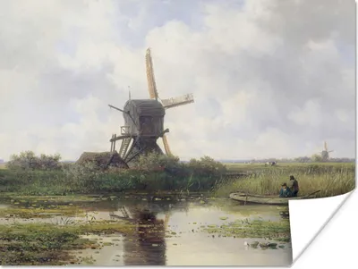 Produktbild von MuchoWow® Poster Mühle - Willem Roelofs - Alte Meister - Kunst 40x30 cm - Plakate für die Wände - Poster Wohnzimmer