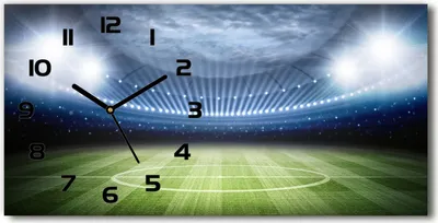 Produktbild von Wanduhr aus Glas – 60x30 cm - Glasbild - Glasuhr - Gehärtetes Glas - schwarze-zeiger - Stadion