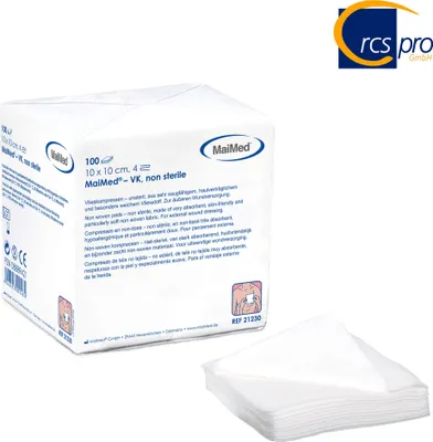 Immagine prodotto di MaiMed-VK- compresse non sterili 10x20cm a 4 pieghe in tessuto non tessuto, 100 pezzi/borsa di carta | confezione (100 pz)
