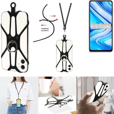 Produktbild von K-S-Trade 3in1 Handykette Handyband Handykordel Halsband Smartphone-Ring Handy-Ring kompatibel mit Xiaomi Redmi Note 9S Fingerhalterung Handyring