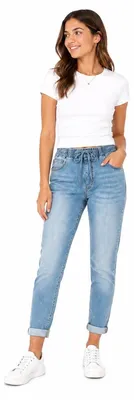 Produktbild von Klassische Damen-Jeans aus Denim, hoher Bund, gerade geschnitten – Größe 42