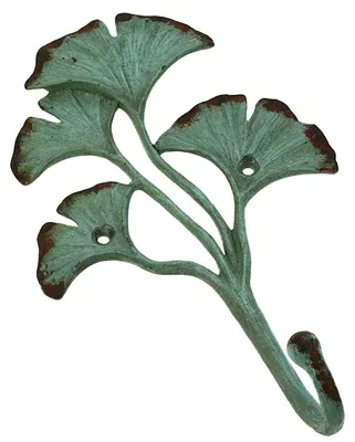 Imagen del producto de Meander, gancho, hojas de ginkgo, turquesa. 11,3 x 3,8 x 18 cm