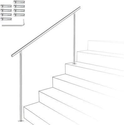 Obrázek produktu pro Jopassy 100 cm zábradlí na schodiště z nerezové oceli zábradlí na schodiště zábradlí balkon bez příček, vnitřní a venkovní