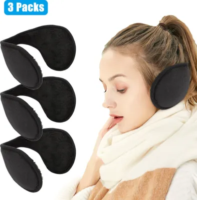 Produktbild von 3X Ohrwärmer Uni Winter Ohrwärmer Ohrenschützer Earmuff Ohrenklappen Schwarz