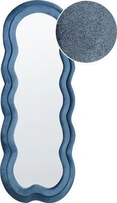 Zdjęcie produktu dla BELIANI Lustro ścienne niebieskie rama z płyty MDF szkło 57 x 160 cm nieregularny kształt nowoczesny styl dekoracyjna ozdoba wisząca