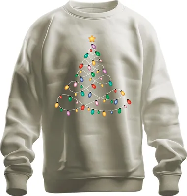 Produktbild von Lichterkette Tannenbaum - Weihnachten Weihnachtsgeschenk Christmas Uni Sweatshirt Pullover, Natur, 3XL
