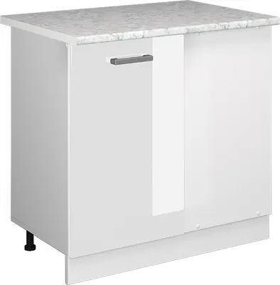 Obrázek produktu pro Rohová skříňka Vicco R-Line Bílá vysoký lesk 86 cm s pracovní deskou, Model 37760
