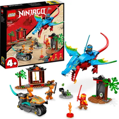 Produktbild von LEGO 71759 NINJAGO Drachentempel Set mit Spielzeug-Motorrad, 4 Minifiguren inkl. Kai und Nya sowie Drachen- und Schlangen-Figuren