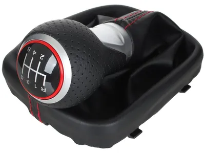 Produktbild von Audi A3 8P 03-12 SCHWARZES + SILBERNER 6-GANG-Schaltknauf + SCHWARZE MANSCHETTE MIT ROTEM GARNITUR