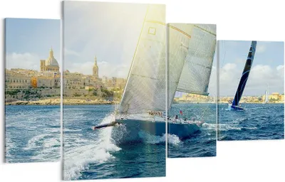 Produktbild von Bild auf Leinwand - Leinwandbild - Yacht Meer Welle - 120x70cm - Wand Bild - Wanddeko - Wandbilder - Leinwanddruck - Bilder - Kunstdruck - Wanddekoration - Leinwand bilder - Wandkunst - DL120x70-4038