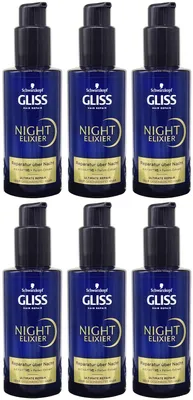 Produktbild von 6x Gliss Night Elixier ULTIMATE REPAIR 100ml Nacht Reparatur Maske Perlmutt
