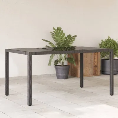 Produktbild von Maison Exclusive - Gartentisch mit Glasplatte Schwarz 150x90x75 cm Poly Rattan