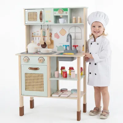 Produktbild von Kinderküche Holz mit Licht und Sound Spielküche Spielzeugküche Grün