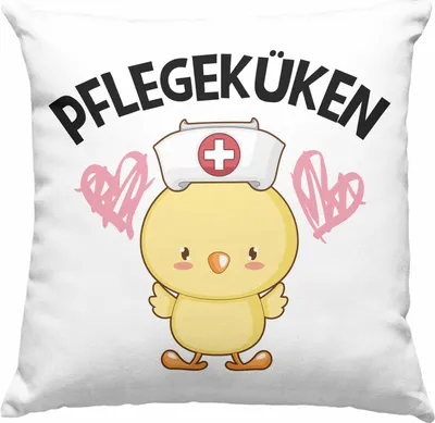 Produktbild von Trendation - Pflegeküken Deko-Kissen mit Füllung 40x40 Geschenk Krankenschwester Ärztin Lustige  Deko-Kissen mit Füllung 40x40 Geschenkidee Altenpflegerin Pflegerin (Rosa)