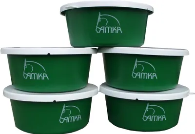 Produktbild von AMKA Müslischale Leckschüssel Futterschale 5er Set 5 Liter mit Deckel für Tiere, Pferde, Hunde usw. in Lila
