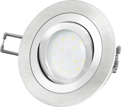 Produktbild von RF-2 Einbaustrahler flach rund für 230V gebürstet Einbauleuchte dimmbar ohne Dimmer mit fourSTEP LED Modul 4W neutralweiß