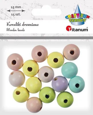 Produktbild von Runde pastellfarbene Holzperlen 15mm 15pcs Titanum