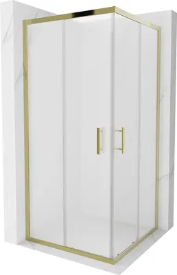 Produktbild von Mexen Rio quadratische Duschkabine 90 x 90 cm, Frost, Gold - 860-090-090-50-30