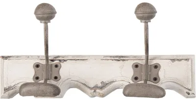 Obrázek produktu pro Nástěnný věšák Clayre & Eef 2 háčky 23x6x10 cm bílé dřevo