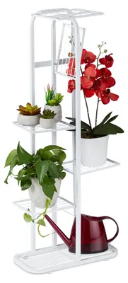 Produktbild von Metallener Pflanzenständer, 6-stöckig, für drinnen und draußen, H x B x T 107 x 44 x 24 cm, weiß