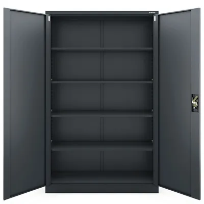 Produktbild von Büroschrank Aktenschrank XXL Metallschrank Flügeltüren Stahlblech Pulverbeschichtung 185 cm x 115 cm x 40 cm Farbe: Anthrazit