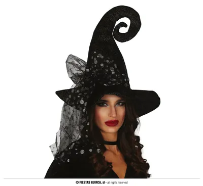 Obrázek produktu pro Elegantní klobouk čarodějnice s mašlí Halloween 2026 šedý