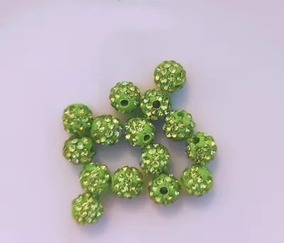 Obrázok produktu pre Shamballa korálky, trblietky, 8 mm, 15 kusov, zelená svetlá