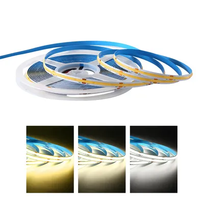 Produktbild von COB LED Lichtstreifen 24V warmweiß 3000K,480 LEDs/m, 5m LED Strip, hohe CRI, 5mm, selbstklebend, zuschneidbar