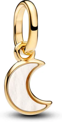 Zdjęcie produktu dla Pandora Me Mini-Charm – zawieszka w kształcie półksiężyca, biała, pozłacana 14-karatowym złotem 764614C01