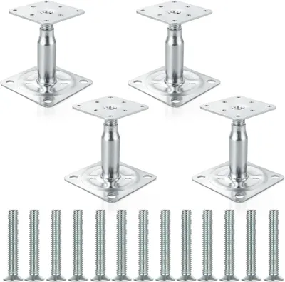 Produktbild von 4er-Pack höhenverstellbare Pfostenhalterungen, verzinkte 100-150 mm Pfostenhalterungen für Zäune, Carports, Pavillons und Bauprojekte