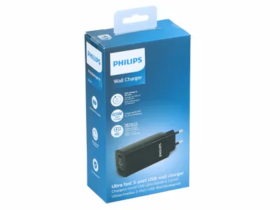 Obrázok produktu pre PHILIPS - Nabíjacia stanica USB - DLP2681/03 - 230V - USB-A, USB-C1 a USB-C2 - Power Delivery - rýchle nabíjanie - čierna