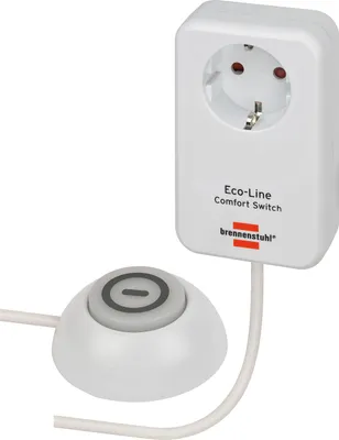 Image de Brennenstuhl Eco-Line Comfort Switch adaptateur avec interrupteur à pied externe blanc