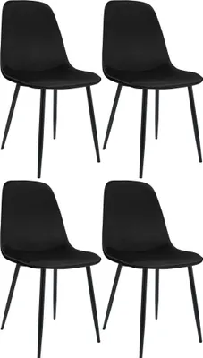 Produktbild von CLP 4er Set Esszimmerstuhl Maryam gepolstert mit Rückenlehne schwarz Material Samt