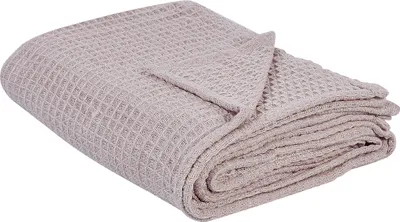 Obrázek produktu pro BELIANI Přikrývka růžová bavlna 200 x 220 cm vaflový vzor deka na postel textilní doplňky ložnice obývací pokoj