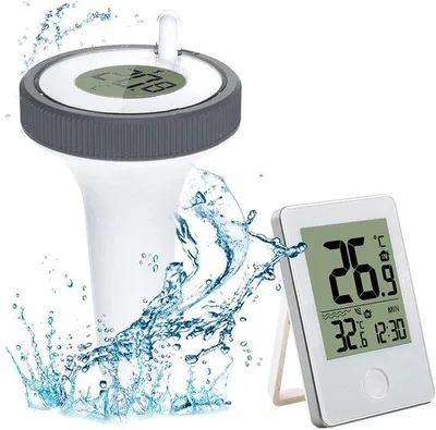 Obrázok produktu pre Bezdrôtový plávajúci vodný teplomer s LCD displejom pre bazén, vaňu, vírivku